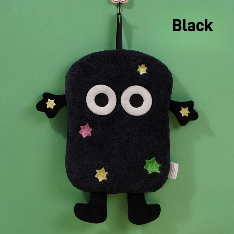 

Милое полотенце для рук из кораллового флиса, которое можно повесить, без запаха, плотная кухонная салфетка, маленькое детское полотенце, быстросохнущее, впитывающее, носовой платок чёрный