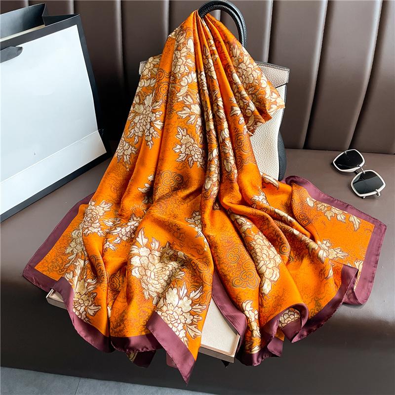 

Шелковые шарфы Женские Роскошный бренд Летняя мода Дизайнерский Головной платок Хиджаб Бандана для волос Foulard Femme Bufandas Шарф 180x90cm