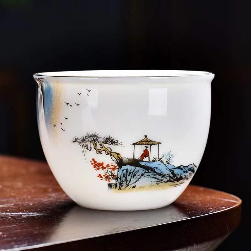 Sheep Fat Jade Porcelain Teacup: Chinese Ceramic Master Cup for Tea Tasting