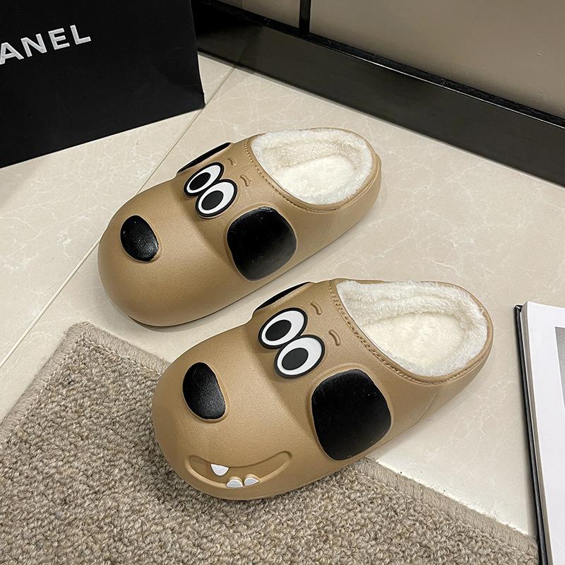 

Милые хлопковые тапочки женские зимние домашние комнатные на толстой подошве нескользящие студенческие пушистые туфли с рисунком щенка из мультфильма термообувь из хлопка 40/41 [Suitable for 39-40 feet] коричневый