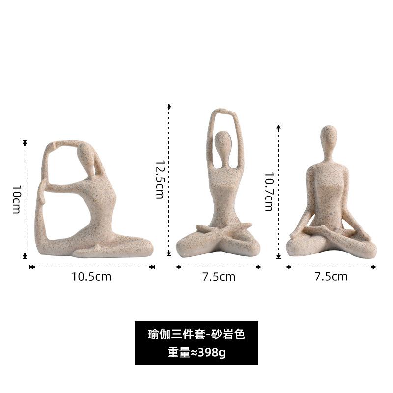 3Pcs Yoga Women Statue Yoga Figures Abstract YogaGirl Figurine Resin Yoga Pose Figurine Statue Decorative  Figurine Sculpture