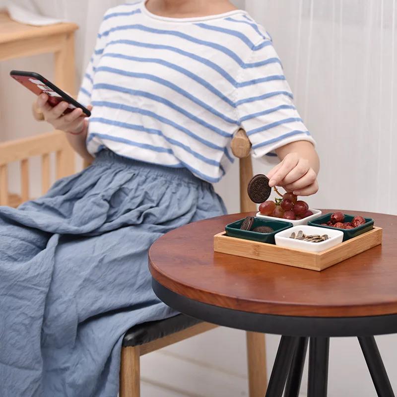 Divided Snack Platter with Storage Tray Dried Fruit Bowl Snack Plates for Chips and Dip Dry Spice Candies Dried Fruits