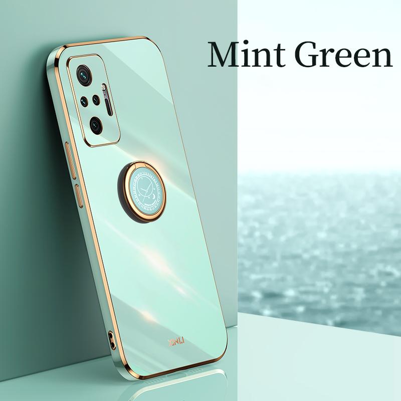 For Xiaomi Redmi Note 10 Pro Plating Ring Holder Phone Case On Xiomi Redmi Note10 S 10s 10pro 5g 4G Silicone Stand Cover