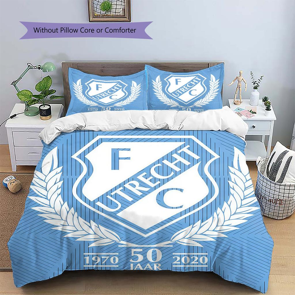 FC Utrecht Muster Bettwäsche Heimdekoration Geburtstagsgeschenk (1 Bettbezug + 2 Kissenbezüge, ohne Füllung)