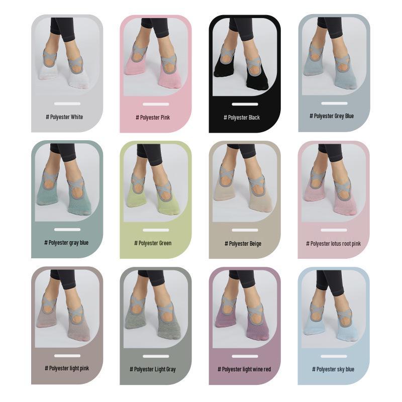 New Arrival Anti-Slip Grey Edge Cross Strap Yoga & Dance Socks