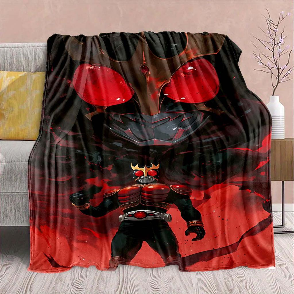 Kamen Rider Anime Flannel Blanket – Soft, Warm, Perfect for Sofas, Bedding, Camping, Travel, Office, and Home Decor – QJY