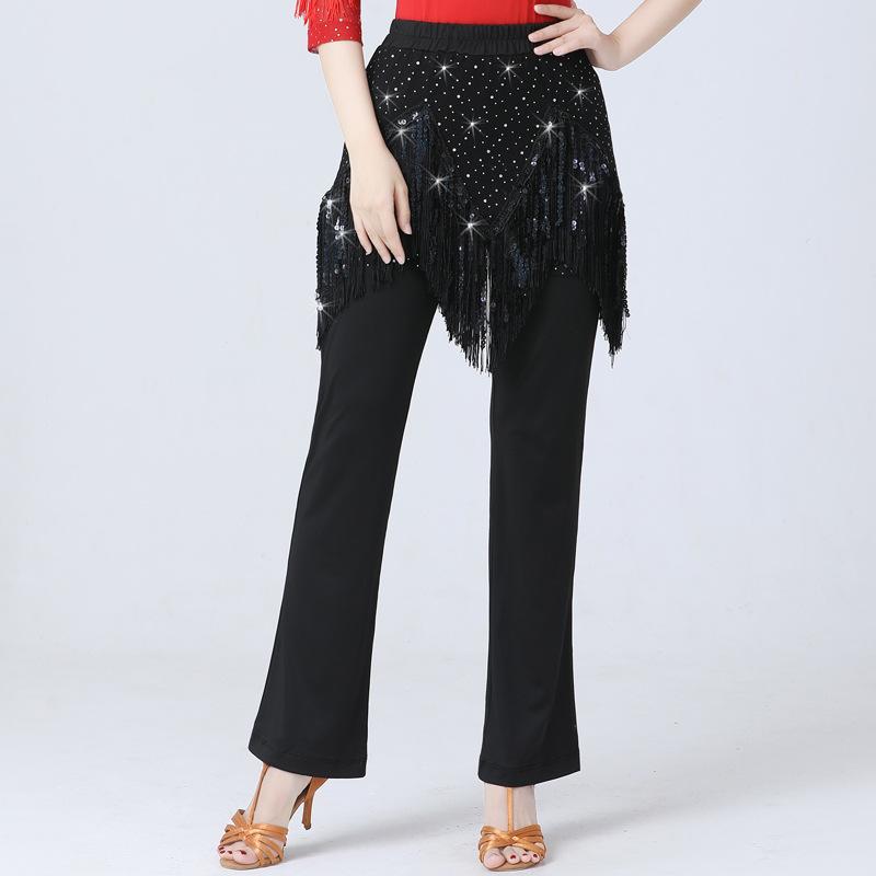 

Women s Latin Dance Pants Square Dance Pants Ballroom Dance Pants Modern Dance Pants Sequin Dancewear Pants 4XL чорний