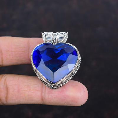 Facettierter Tansanit Quarz Anhänger Vintage Anhänger 925 Sterlingsilber Anhänger Natur Edelstein Schmuck handgefertigt eleganter Anhänger Geschenke für sie