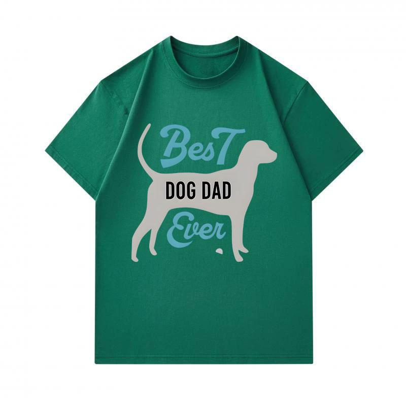 Men's 100% Cotton Crew Neck Short Sleeve T-Shirt, Funny Best Dog Dad Ever Print Casual Tee, Soft Breathable Lightweight Top for Dog Lovers Daily Wear
