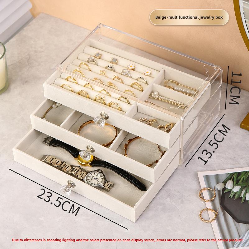 

Элегантная многослойная шкатулка для украшений с большой вместимостью для сережек, ожерелий и колец