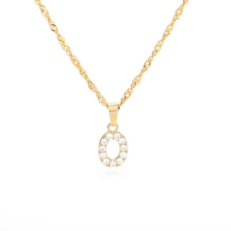 Cubic Zirconia Initial Letter Pendant Necklaces For Women Stainless Steel Gold Color Chain Alphabet Chokers Jewelry Accessories