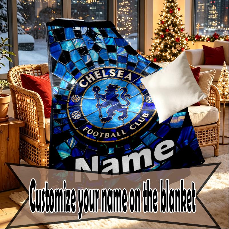 Custom Name Personalized football club F.C Print Blankets, Home Decor, Bedroom, Sofa, Camping, Couch, Gifts for Birthday Christmas