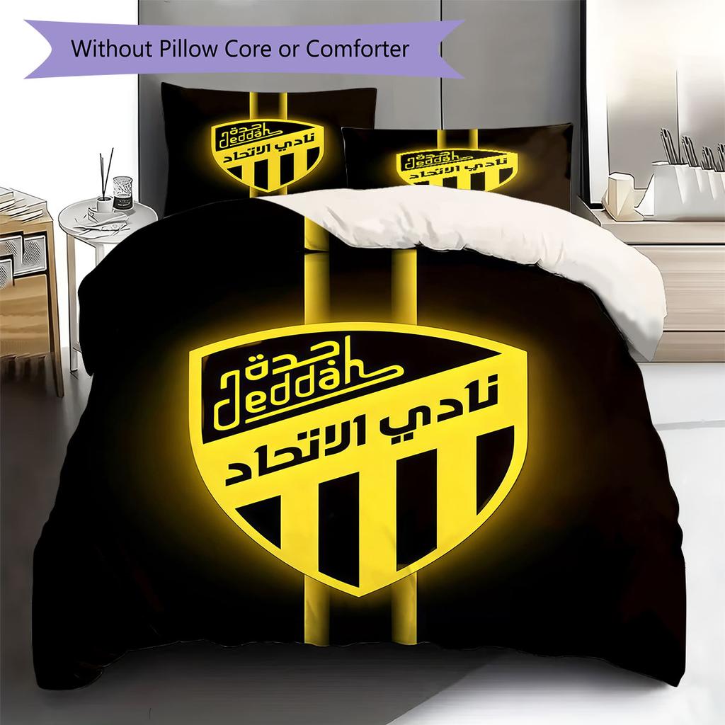 Al-Ittihad FC Pattern Bedding,Quilt Set Quilt Cover Pillowcase Home Birthday Gift(1 * Duvet Cover + 2 * Pillowcase, Without Core)