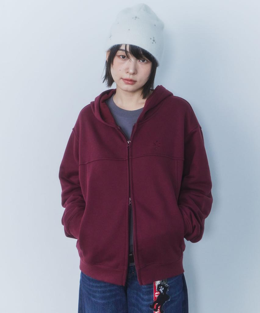 Cgp Symbol Point Zip-Up Hoodie (With Long Sleeve) - Burgundy