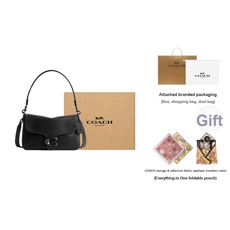 Coach Soft Tabby 25 Classic Hardware Logo Smooth Leather Shoulder Bag Medium Women shoulder bag Black CAM98-V5BLK