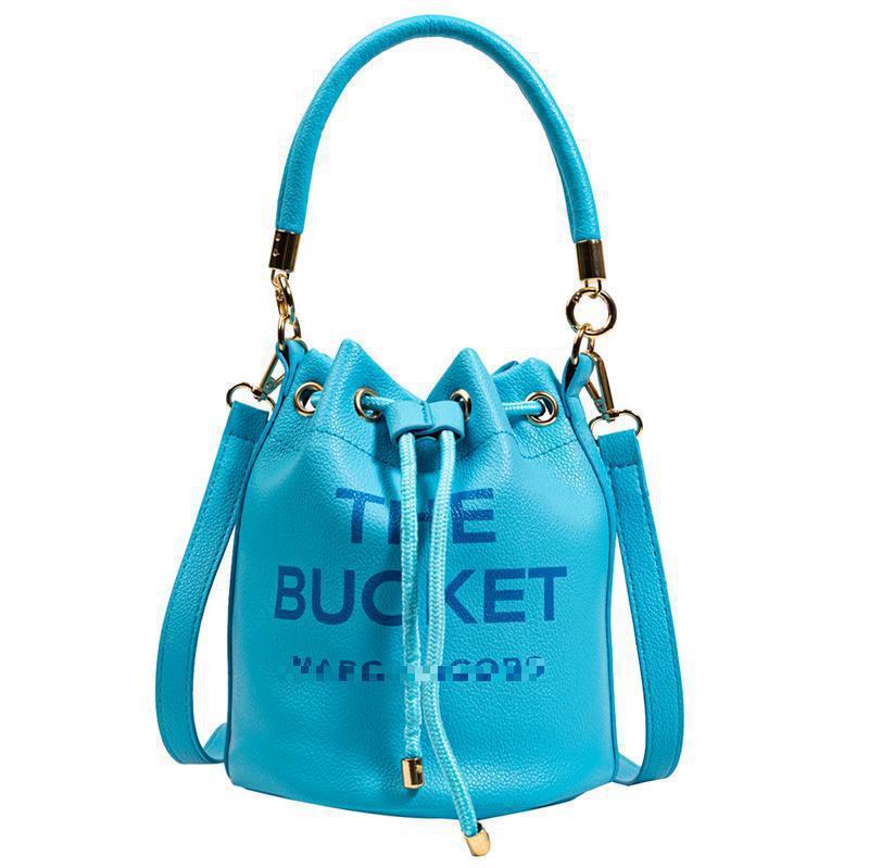 ROBINE Leren Emmer Tas, 20x18x9cm Enkele Schouder Crossbody Tas met Meerdere Binnenvakken blauw