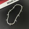 Tooxika Hip Hop Punk Personality Full Diamond Pointed Cone Necklace Street Style Sweet Cool Spicy Girl Collarbone Chain Men And Women Accessories