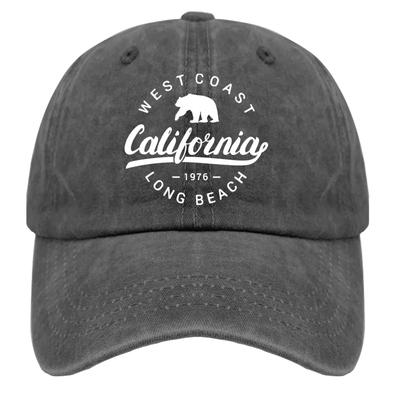 West Coast California Long Beach Hats Women Baseball Hat Pigment Black Running Hat Gifts for Dad Cool Caps