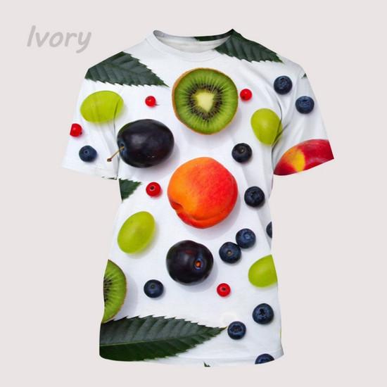 3D Printed Strawberry Orange Kiwi T-Shirt For Men Fruit Pattern Tees Casual Loose Round Neck Short Sleeve T Shirts Kids Tops