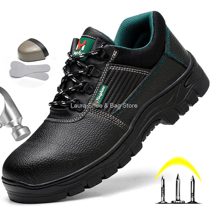 Construction Man Work Safety Boots Anti-stab Anti-smash Steel Toe Men Safety Shoes Rubber Work Shoes Male Ankle Boots Protective