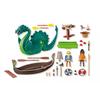 Duo de vikings, barque, canon et monstre marin
