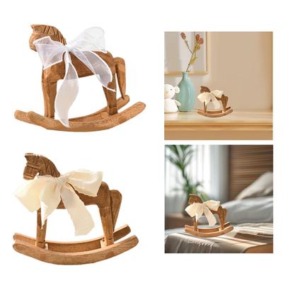 Wooden Horse Figurine Desk Minimalist Centerpiece Collection Handicraft Housewarming Gift Rocking Horse Statue Table Decoration