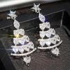 Huitan Charming Full Cubic Zirconia Christmas Tree Drop Earrings for Women Aesthetic Wedding Engagement Fancy Festival Jewelry1