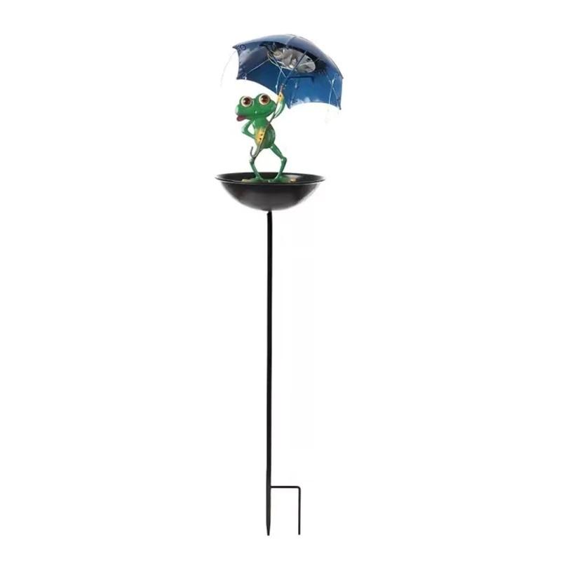 Lovely Solars Frogs Ornament With Feeding Tray Ground Spikes Light Lovely Solars Frogs Bird Feeders For Backyard
