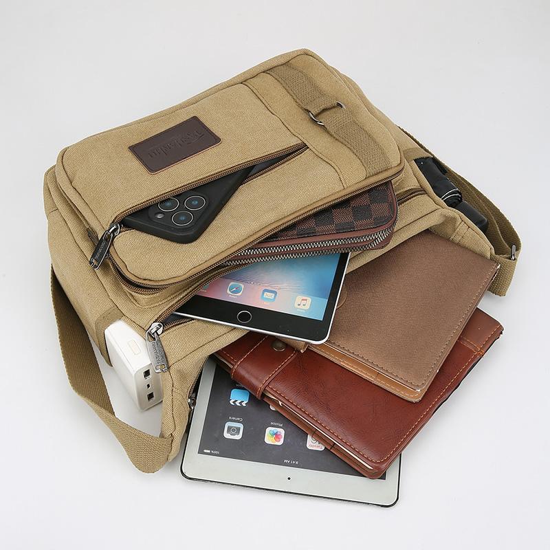 Borsa a Spalla in Tela da Uomo – Elegante Borsa a Tracolla Messenger Tote per Viaggi Casual e Uso Quotidiano