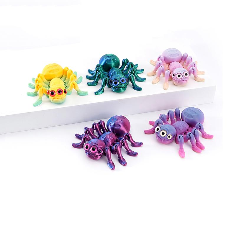 Flexible 3D Printed Articulated Spider Sculpture Poseable Jointed Spider Figurine Creative Desk Decor Ornament