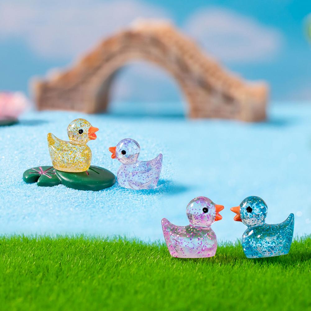150Pcs Mini Glitter Duck Figurine Colorful Duck Resin Statue Miniature Animal Ornament for Garden Party Favors