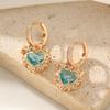 1 Pair Fashion Heart Shape Dangle Earrings for Women Cubic Zirconia Jewelry Daily Wedding Party Accessories