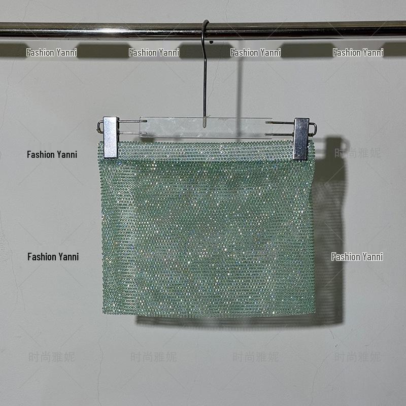 Yanni Fashion Blue Feather & Rhinestone Dress with Long-Sleeve Top and Skirt