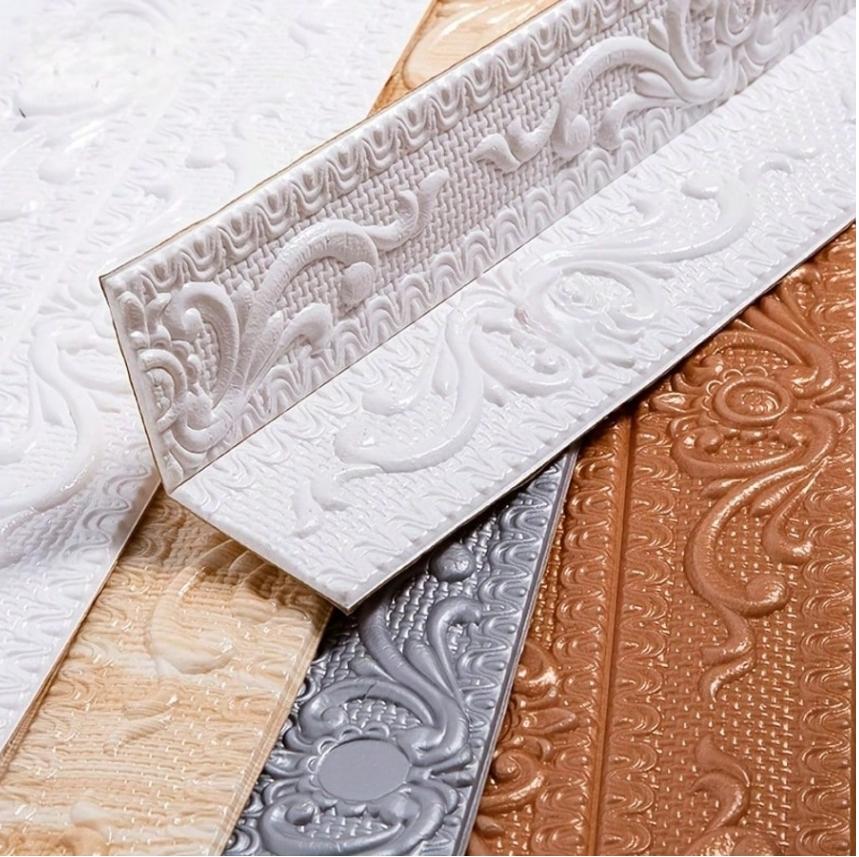 1ROLL 2.3MX12CM Skirting Ceiling Decoration Strip Wall Stickers Self Adhesive Baseboard Waterproof Waist Line Border Wall Top