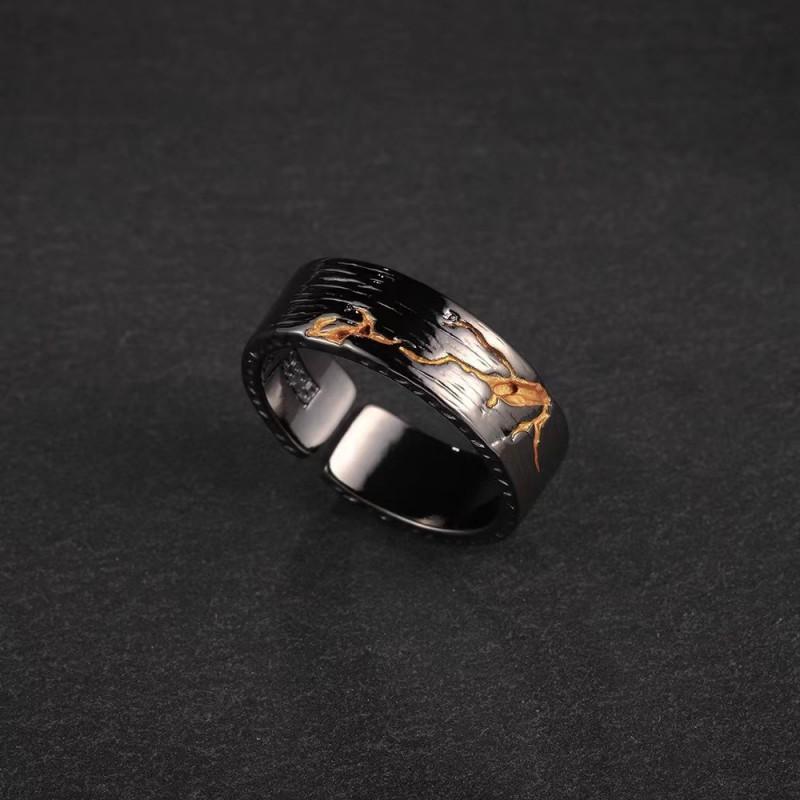 Adjustable Open Ring Men Women Vintage Geometric Copper Plated Finger Retro Minimalist Style