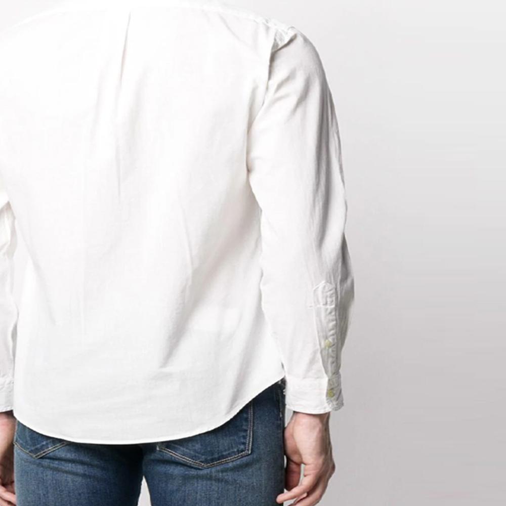 Polo Ralph Lauren Logo Print Solid Twill Point Collar Long Sleeve Shirt Men Shirts White 710795457-001