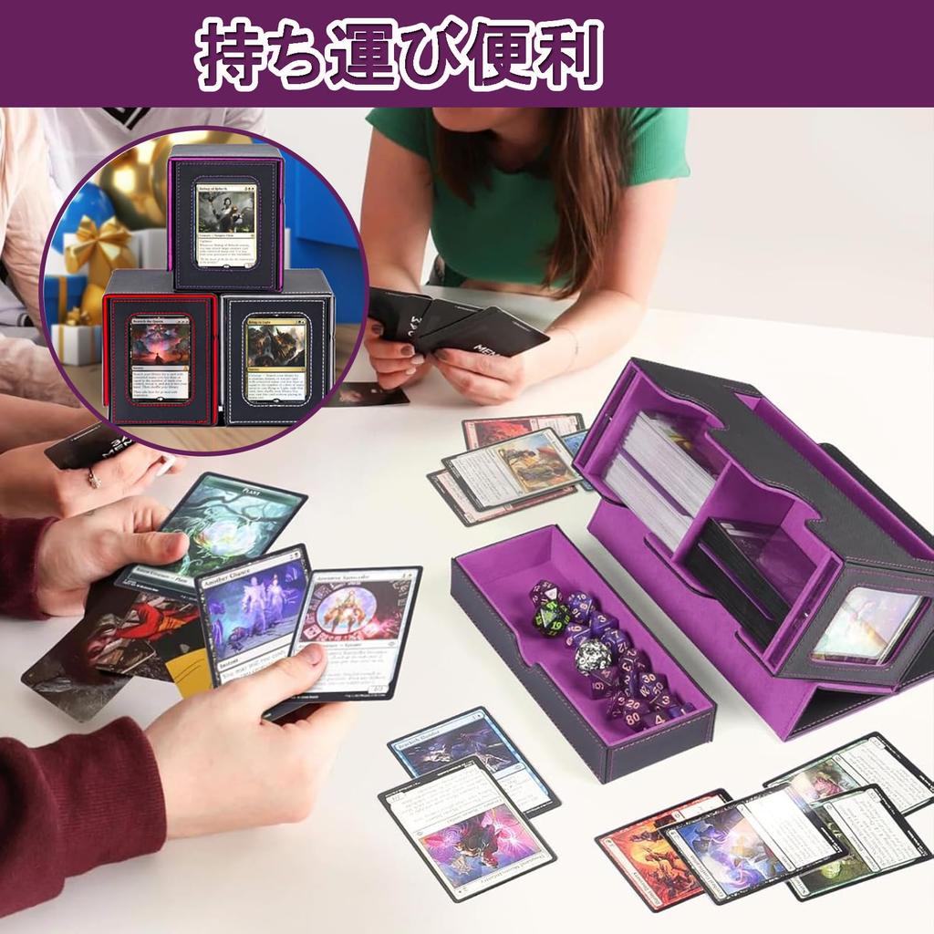 Deck Card Storage Box for Trading Holds 200 Includes 4 2 Magnetic and 2 Display Compatible with and Duel Masters Sleeves with Red Case, Case, Cards,