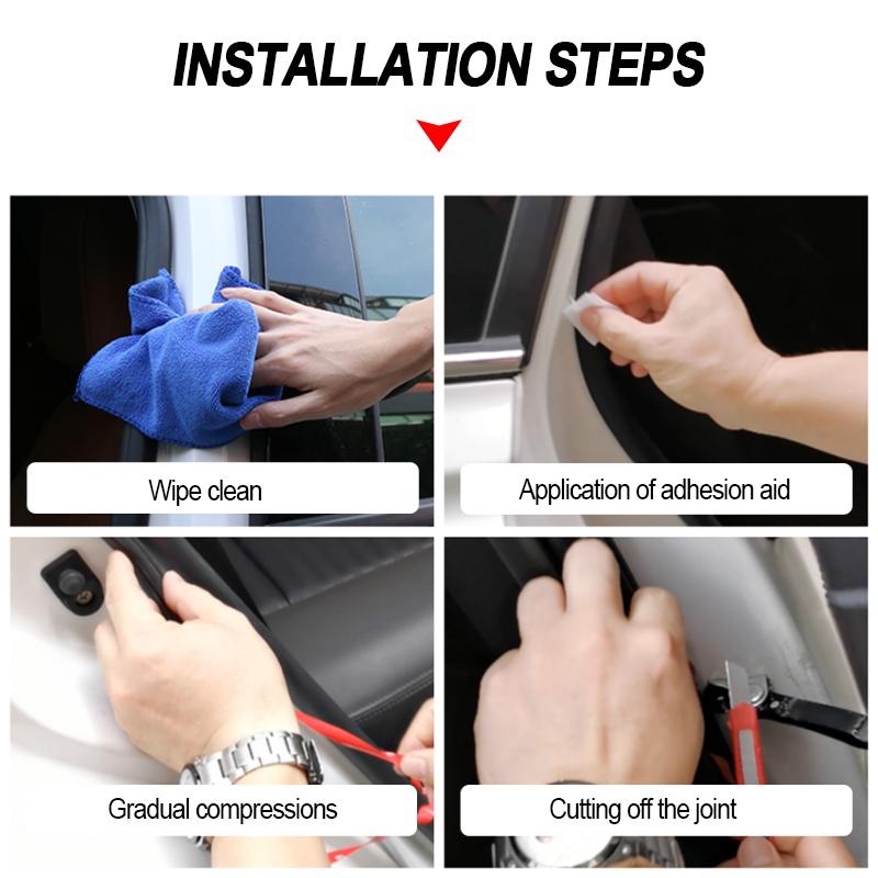 SEAMETAL 5M Car Door Seal Strips Sticker Double Layer Weatherstrip Rubber Seals Sound Insulation for Car Door Trunk Engine Cover