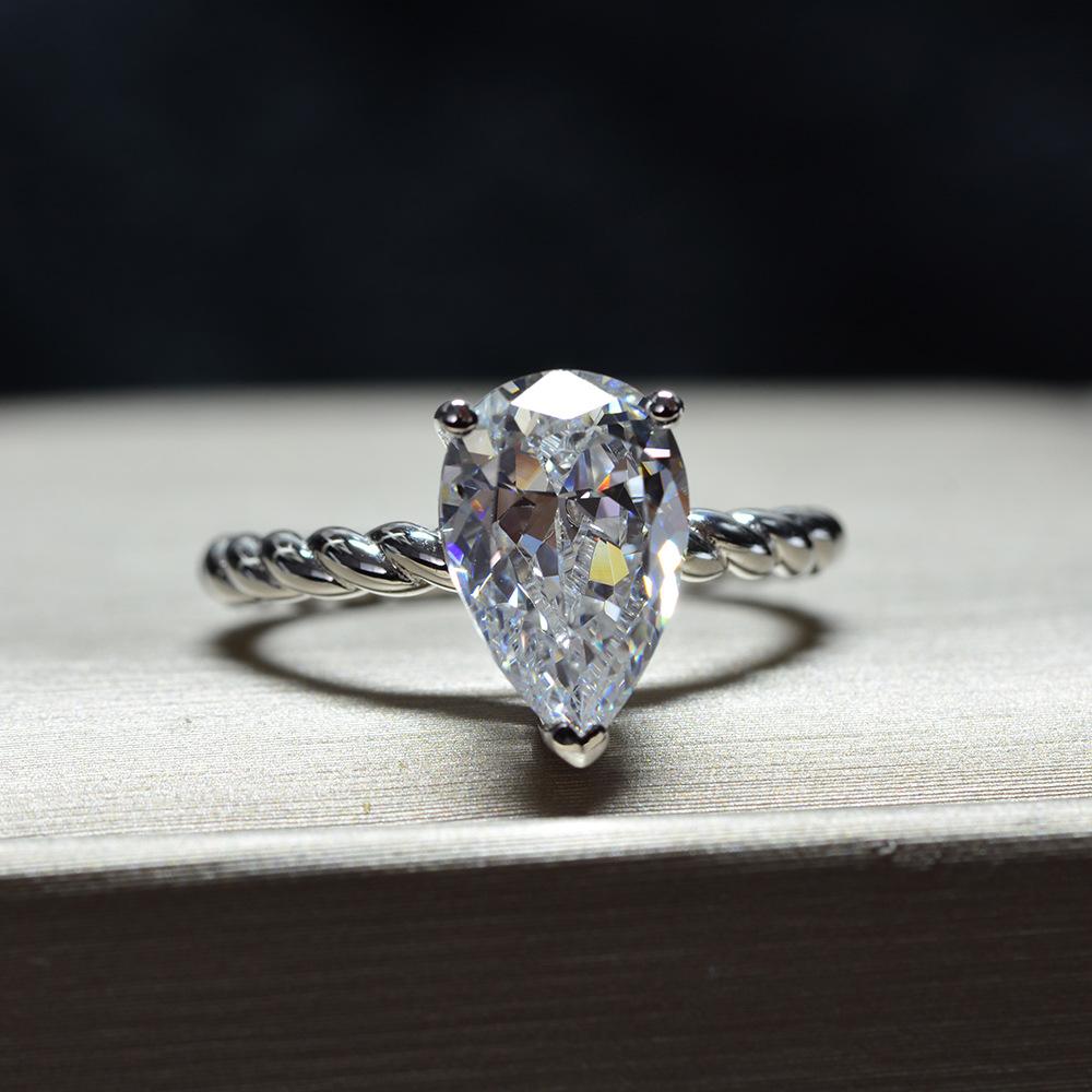 Tancise Classic 925 Sterling Silver  Zircon Ring Ladies Jewelry Wedding Promise   Party Gift