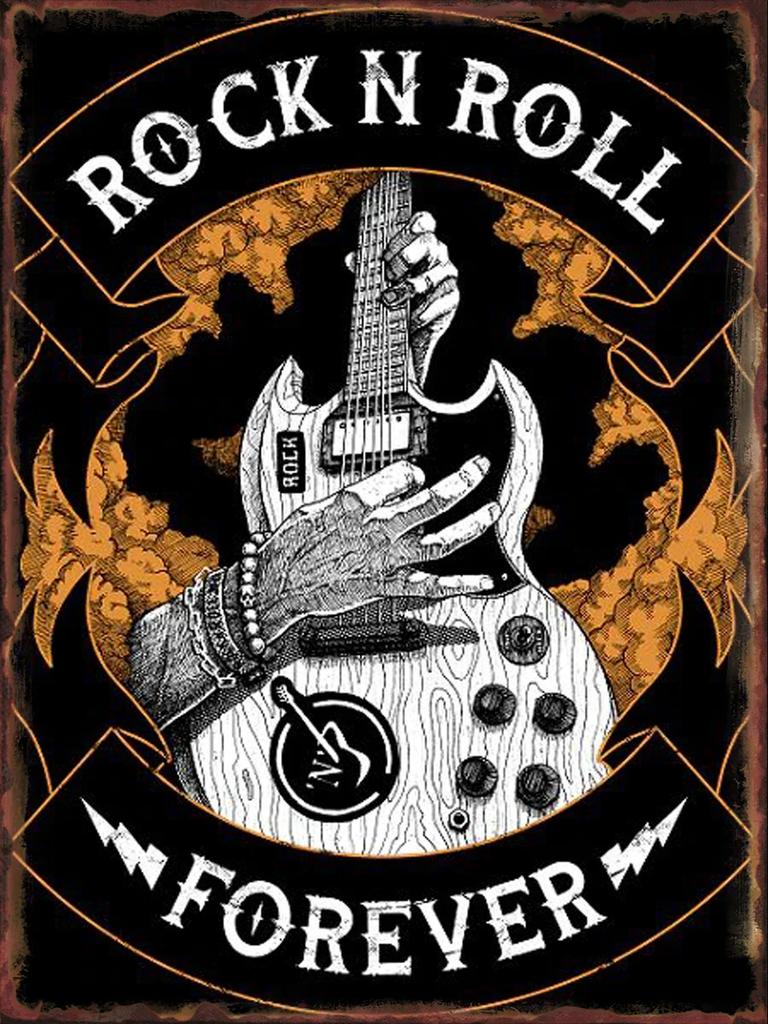 Rock Guitar Metal Tin Signs for Home Living Room Wall Art Decoration Club Bar Party Plaques Office Garage Bedroom Vintage Pos