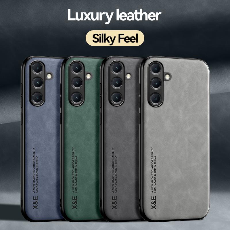 For Samsung M55 5G Case M556B 6.7" Car Holder Magnetic Leather Texture Phone Cases for Samsung Galaxy M15 5G M156B 6.5" Cover