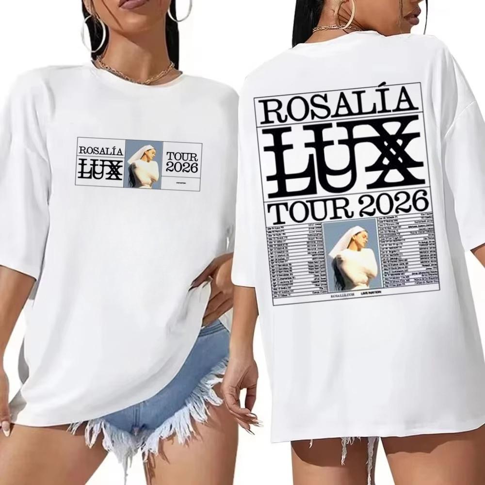 Koszulka Rosalia Lux Tour Vintage z Nadrukiem Graficznym Bawełniana Koszulka Rosalia Retro Koszulka Fanowska dla Kobiet i Mężczyzn Koszulki Top