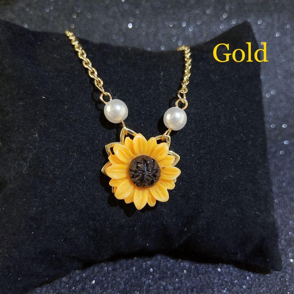 

Шарм Романтическая Принцесса Жемчуг Цветок Подвеска Цепочка Подсолнух Ожерелье Золотое Покрытие золотой