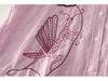 Spring Luxury French Chic Pink Embroidered Long-Sleeve Women's Shirt