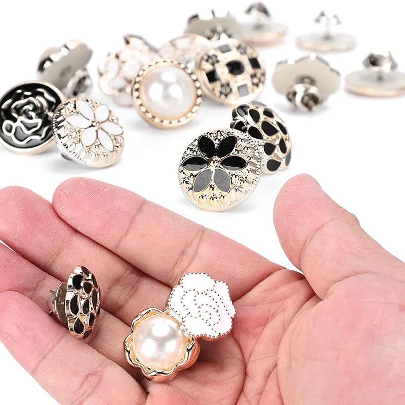 5Pcs No Sew Button Pins Cover Up Buttons Women Shirt Brooch Buttons Detachable Buttons Pins For Clothes Shirt Sweater Decor