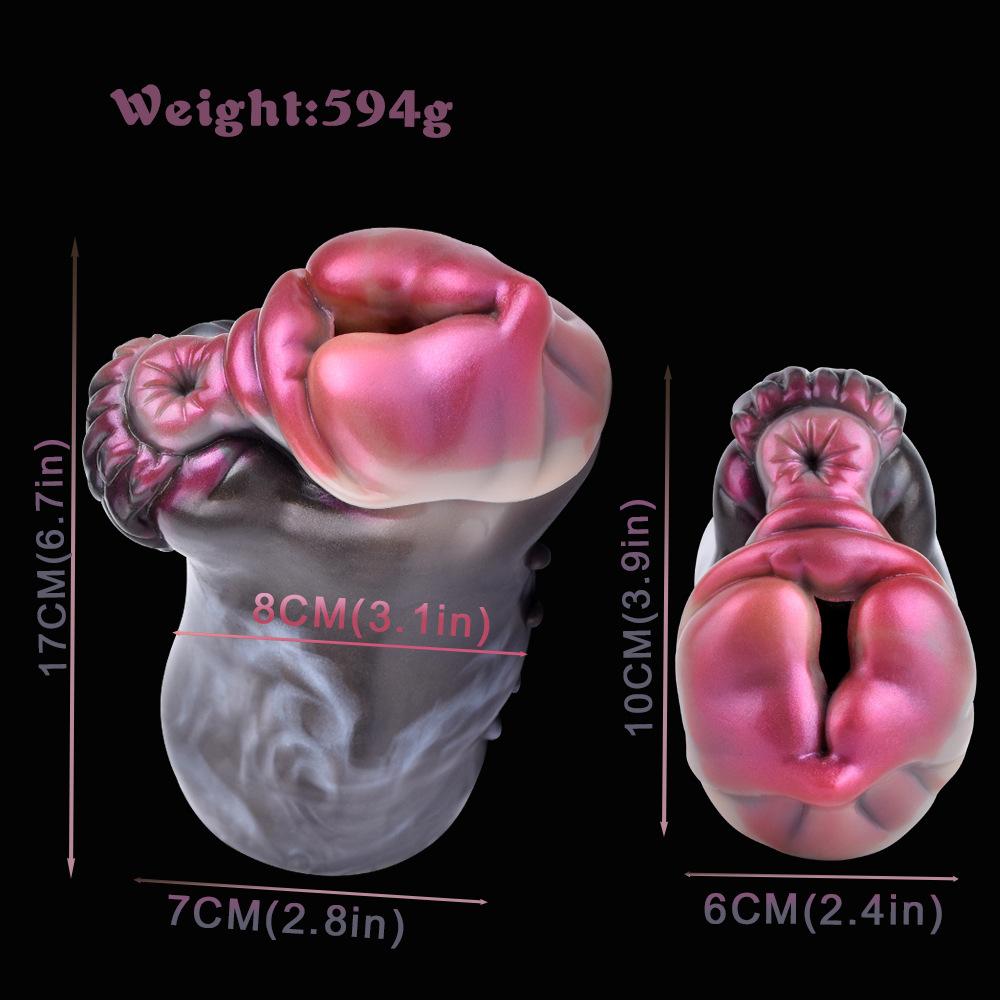 Plysj onani for menn Jet Cup Dual Channel Flytende Silikon Simulering Dyr Vagina Nyhetsstimulering Voksen Sexleketøy