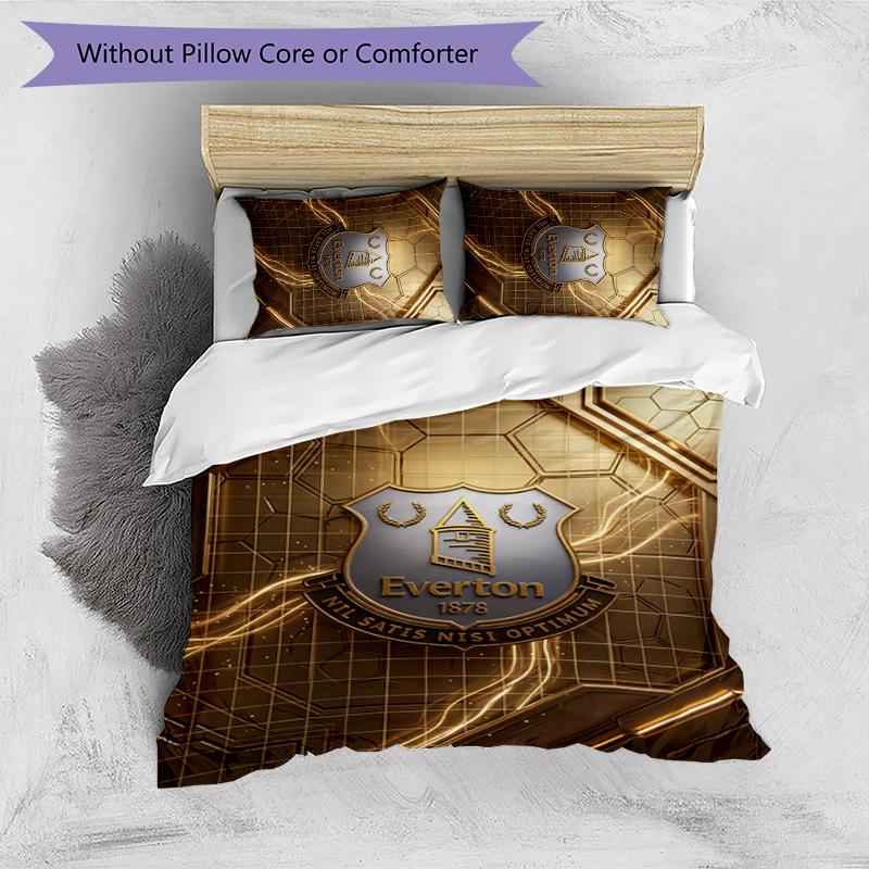 Set Lenzuola Everton Football Stampato 3 Pezzi, Comodo Set Copripiumino per Camera da Letto Amico della Pelle