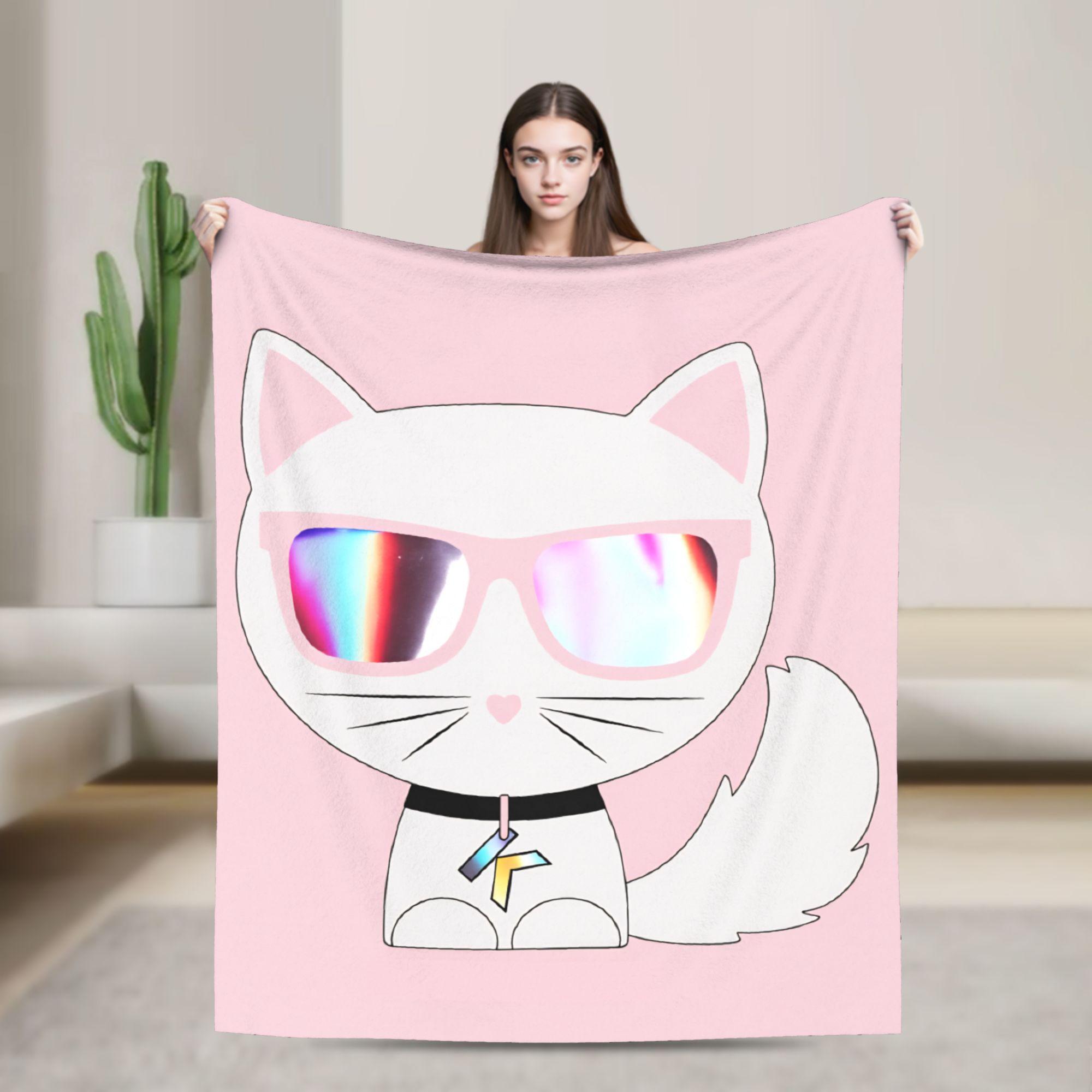 

Fashion print Spectacled Cat Blankets Quality Warm Soft Throw Blanket Winter Picnic Couch Chair Aesthetic Bedspread 75x90cm