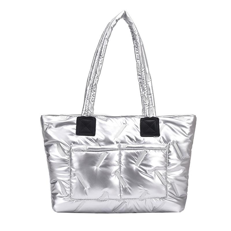 Large-capacity cotton clothing bag women's 2025 new Korean version solid color simple women's shoulder messenger bag commuter tote bag