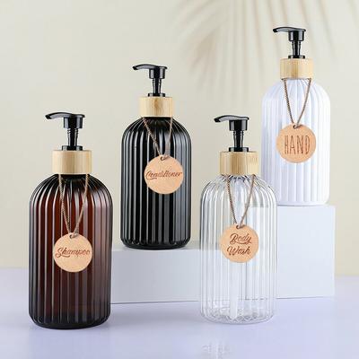 Heißer Verkauf 1/3 Stück 500ML Gestreifte Flaschen Für Shampoo, Duschgel Und Spülung, Nachfüllbare Seifenspenderflasche für Küche/Bad